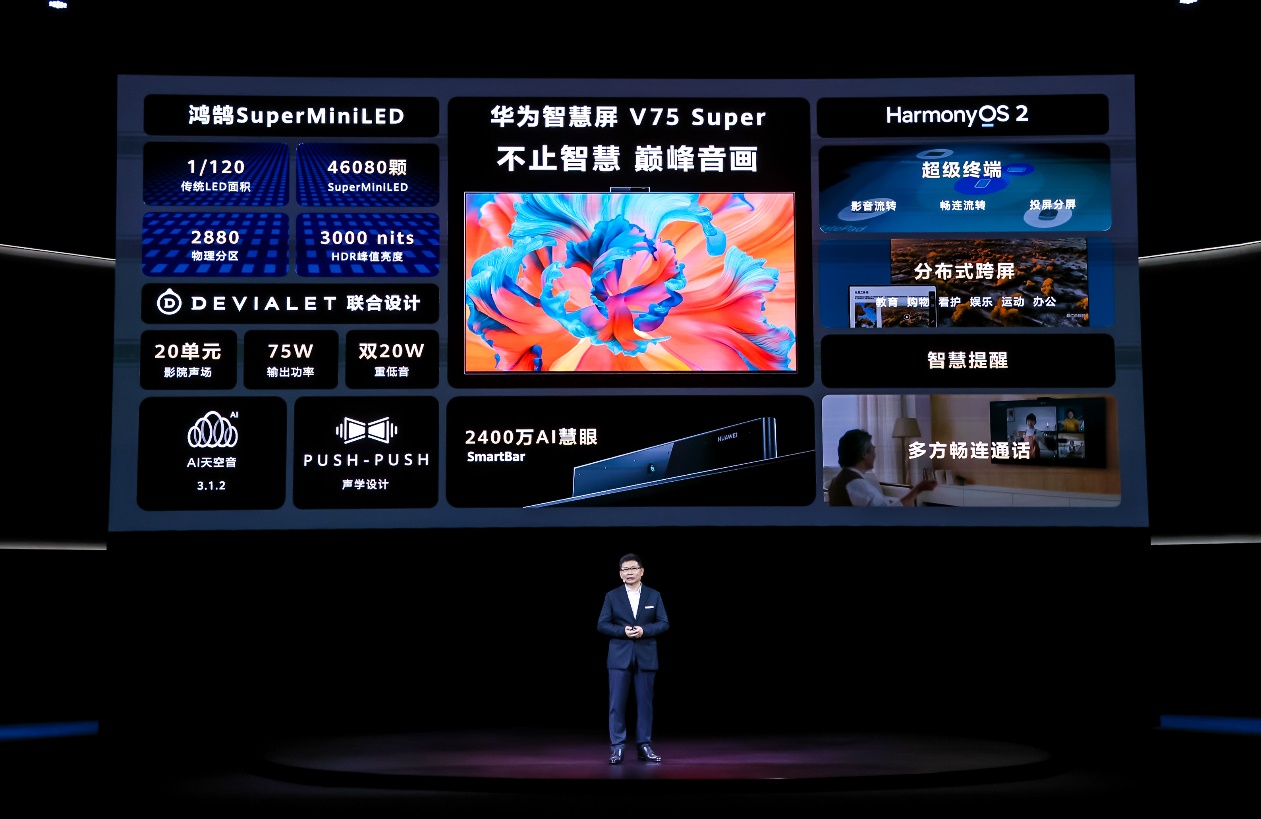 华为智慧屏 V75 Super惊艳亮相:HarmonyOS再添新成员 售价24999元-视听圈