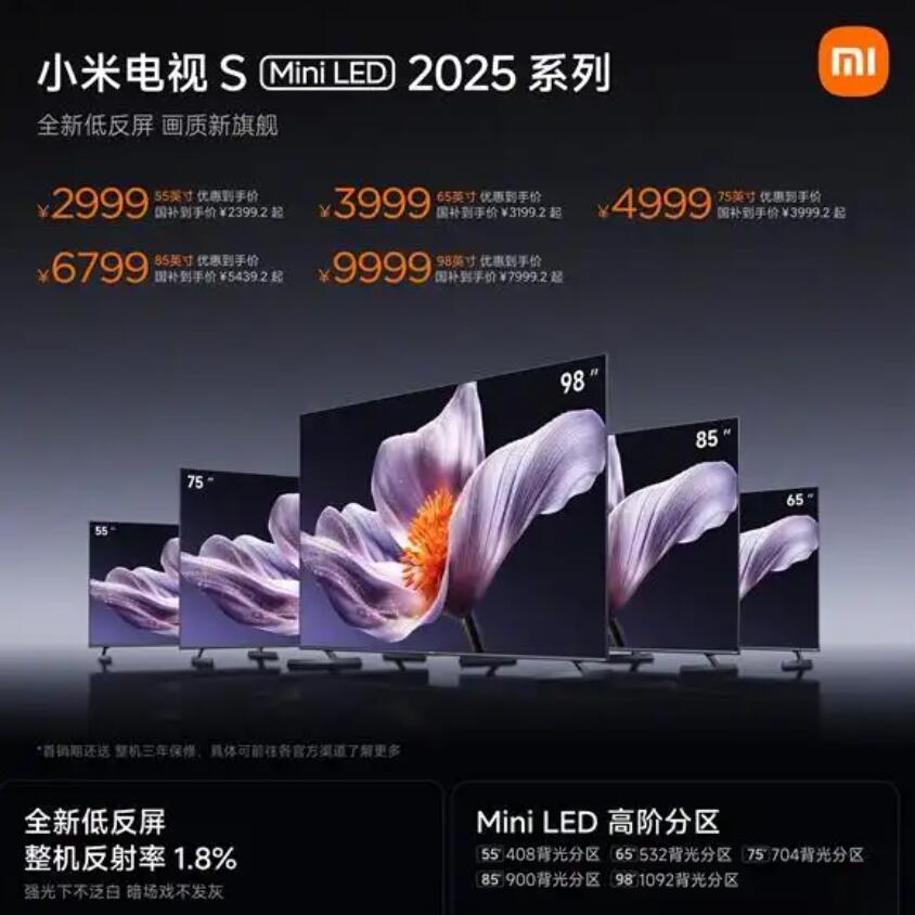 小米电视成第三后:其将一款98吋MiniLED电视拉入8000元档-视听圈